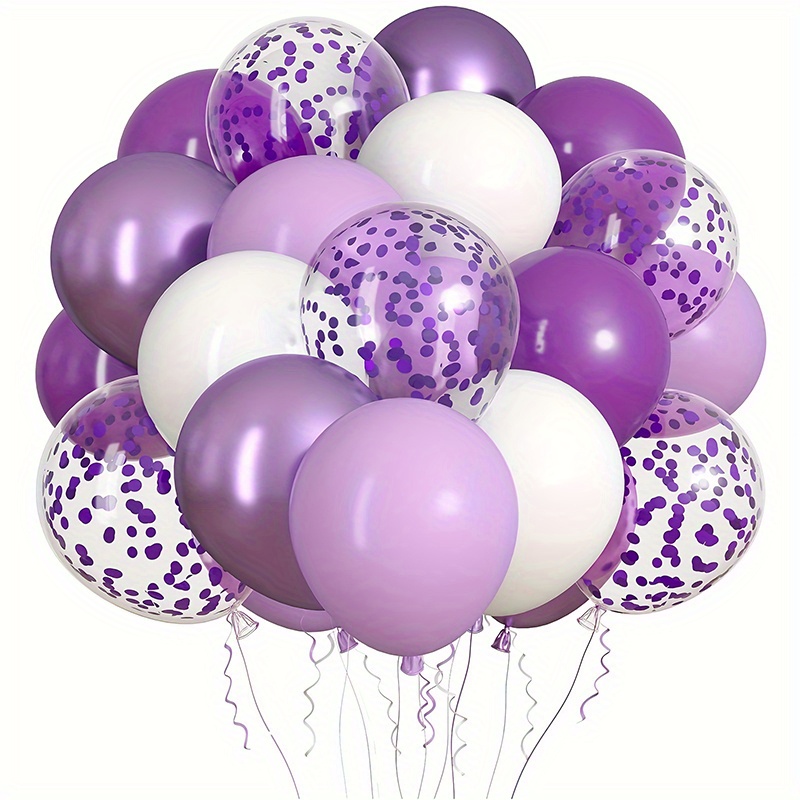 

40pcs Purple Confetti Latex Balloons, Wedding Decor, Birthday Party Decor, Anniversary Decor, Graduation Decor, Holiday Decor, Mother's Day Decor, Indoor Outdoor Decor, Home Decor, Room Decor