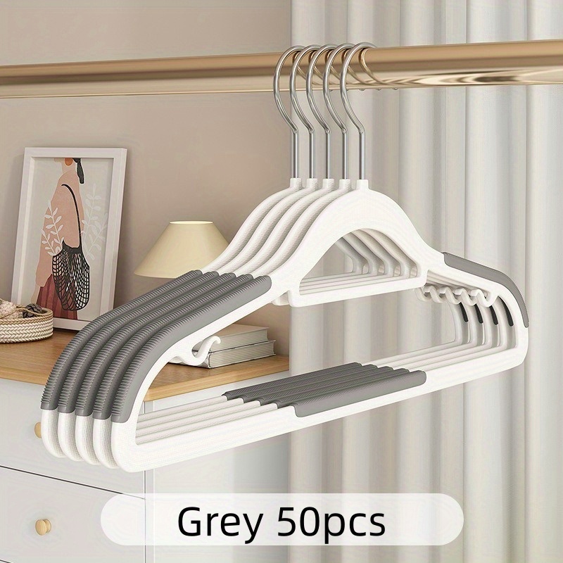 TEMU Conjunto De 50 Perchas Con Diseño Antideslizante, Resistente Y Robusto Para Secar Abrigos, Almacenar Y Organizar Ropa En El Dormitorio, Armario O Casa.