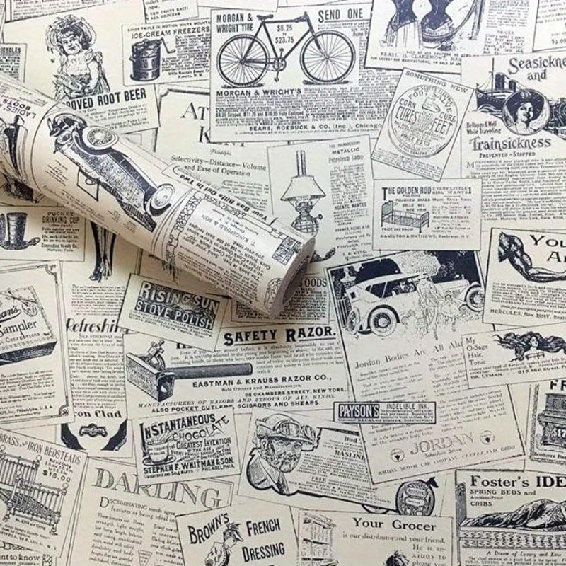 Image of Newspaper Print Wallpaper - Removable Vinyl For Easy Decorating, Perfect For Tables, Shelves & Drawers