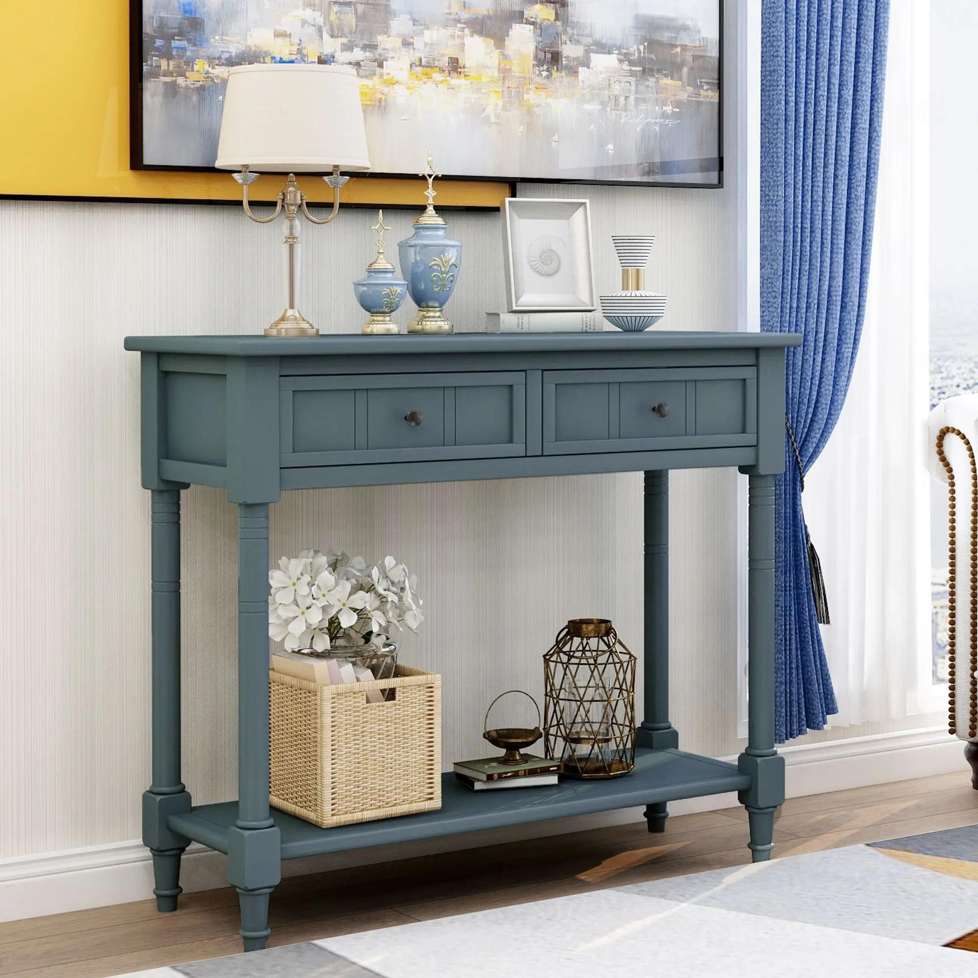 

1pc Daisy Series Console Table, Traditional Design With 2 Drawers And , Sofa & Console Table