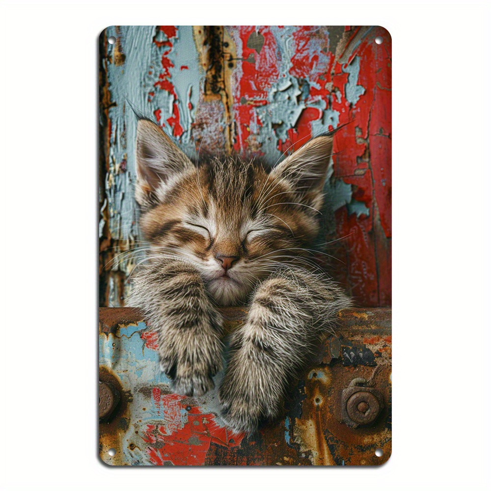 

Enseigne Métallique Vintage de Chat - Parfaite pour la Décoration de , du Bar, du Café & du Garage | Installation Facile, Aluminium , 8x12 Pouces, Parfaite pour la Décoration de