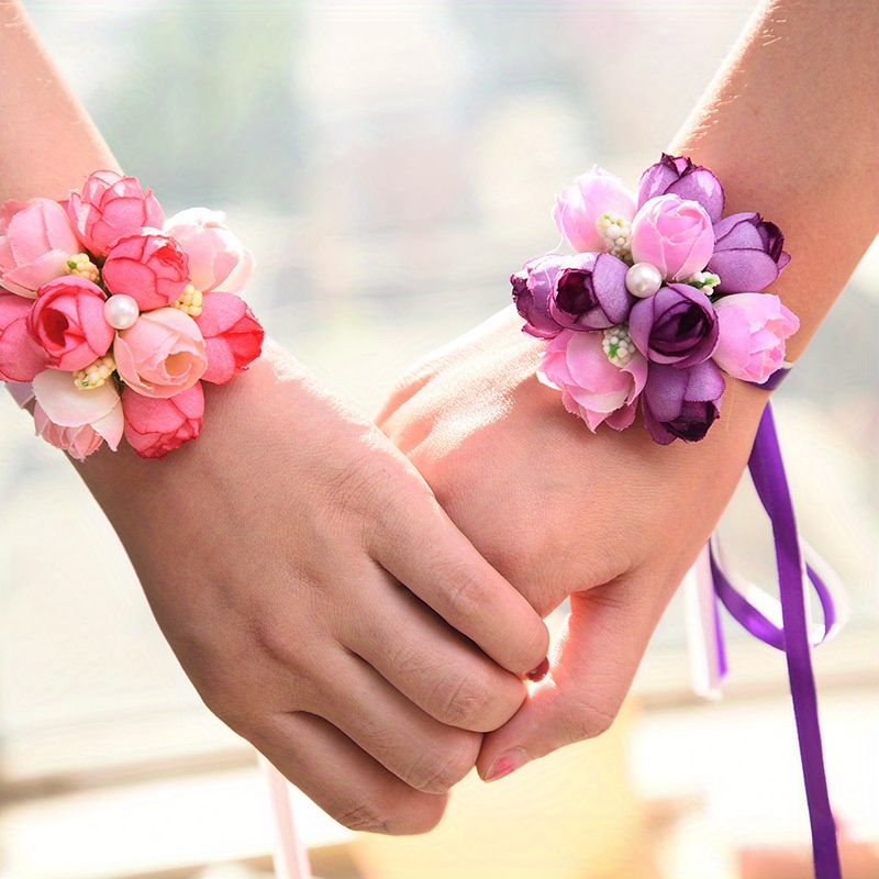 1pc wedding decoration wrist flower bride bridesmaid sisters hand simulation flower corsage bouquets