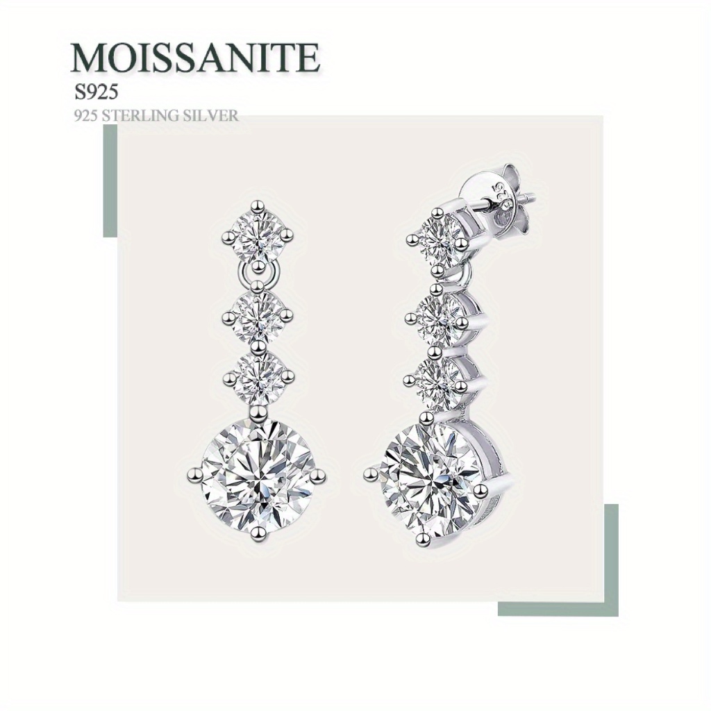 

Elegant 2.6ct Moissanite Drop Earrings In 925 Sterling Silvery, Couples & , Chic & Sophisticated Design, Ideal For Birthdays, Anniversaries, Valentine's Day, Day, New Year Gifts With Gift Box