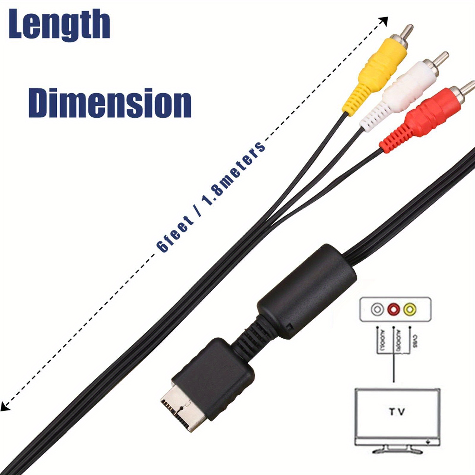 ps2 ps3 av cable av to rca cord for playstation 2 3 ps2 psx   6ft details 1