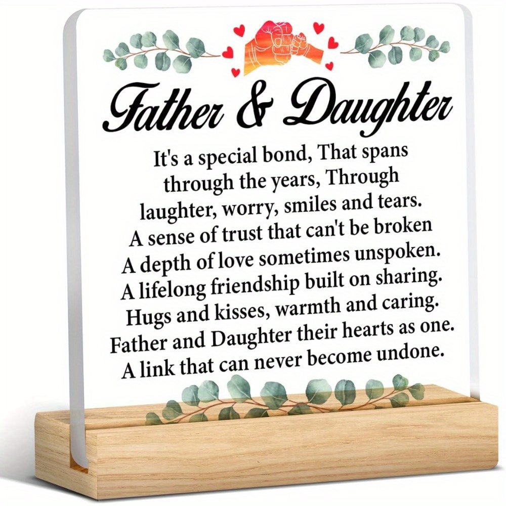 

Father Gift From Daughter, Meaningful Gift For Dad, Father And Daughter Acrylic Desk Plaque Sign Keepsake Gift For Father's Day (with Wooden Stand)