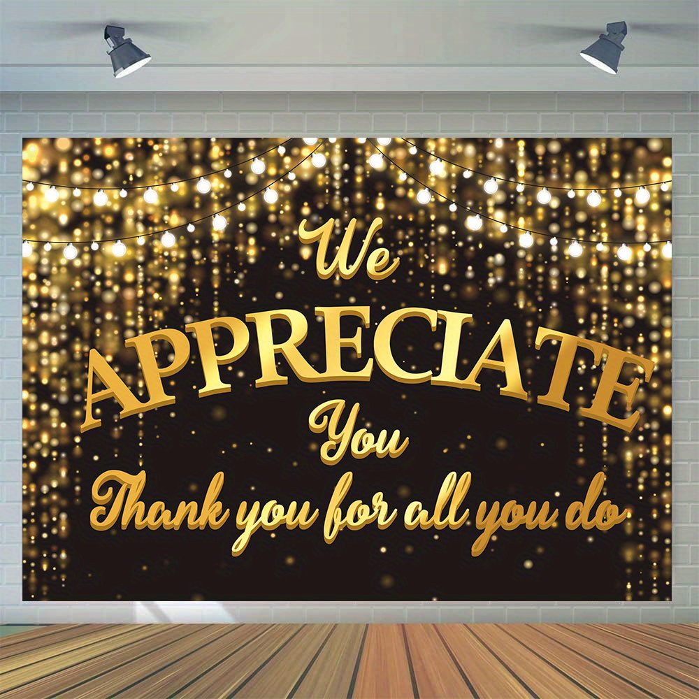 

1pc, Thank You Teacher Photography Backdrop, Vinyl Black And Golden Photo Teacher Thank You Workday Classroom Banner School Office Outdoor Decoration Photo Booth Prop