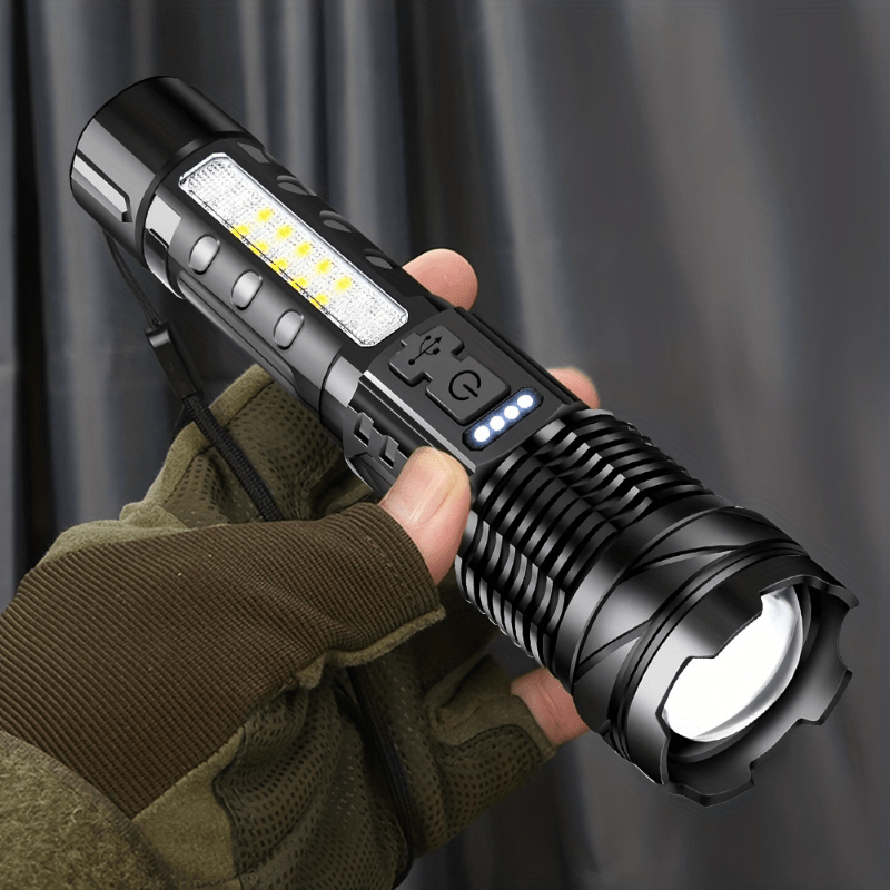 

Anyice High-power Led Flashlight - Usb Rechargeable, Zoomable Torch With Lamp Beads For Camping & Fishing, Portable Outdoor Light