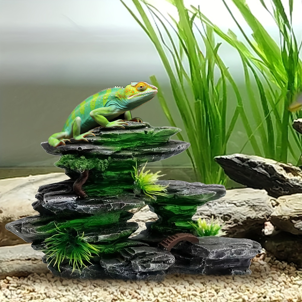 1pc Turtle Basking Platform With Resin Dock & Hiding Cave, Reptile ...