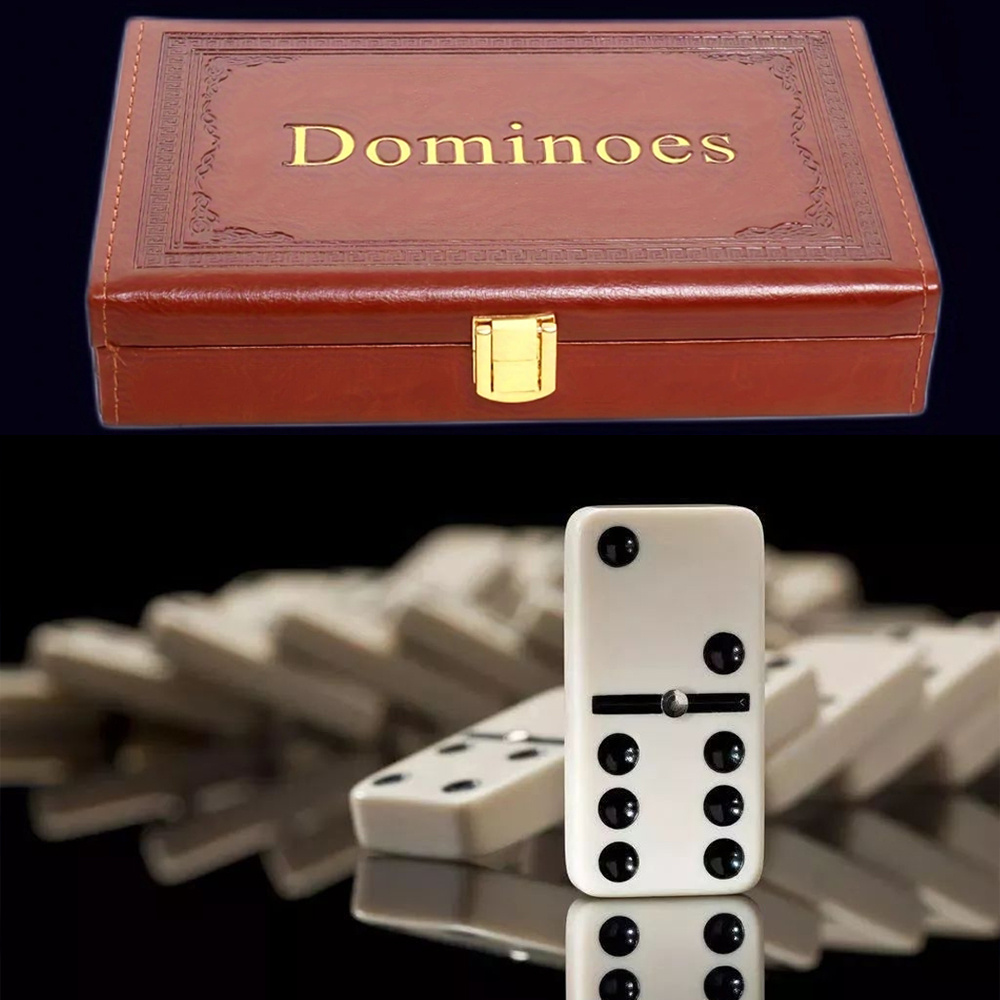 Domino 28pcs Set of Domino Tiles in Boxed Indoor Tabletop Game, Chess and Cardboard Toy with High-Temperature Pressed Plastic Surface for Smooth Finish, Bright Appearance, Hardness, Wear Resistance, and Versatile Gameplay