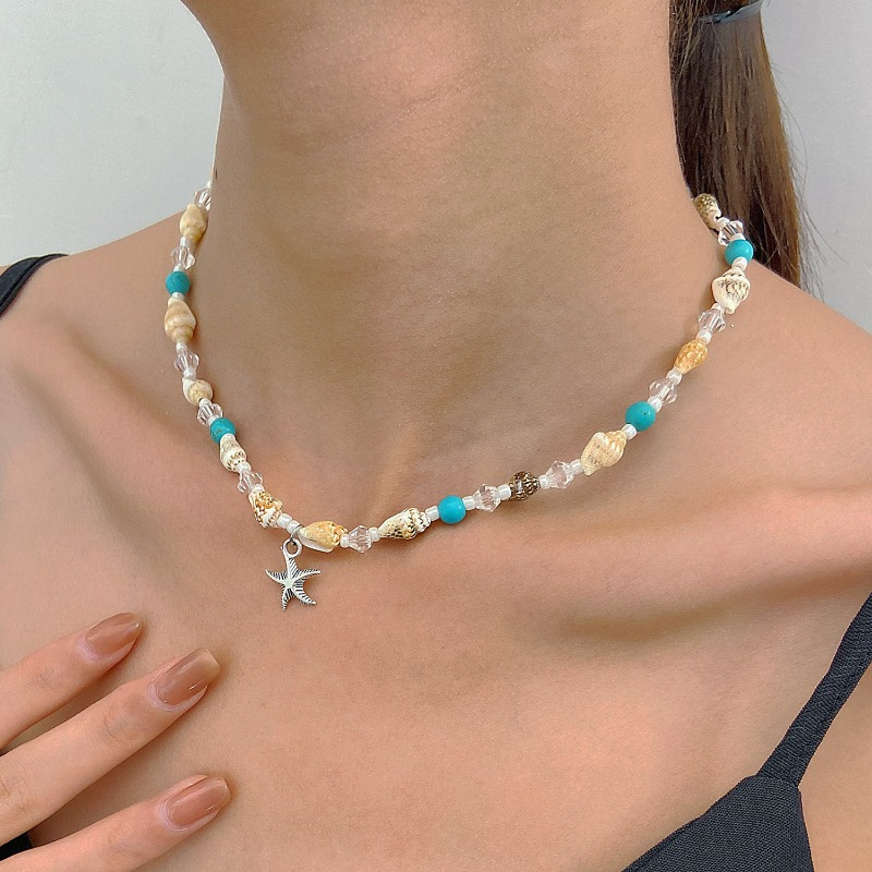 ヒトデシェル模造真珠のネックレス人格鎖骨チェーン開閉可能なペンダントネックチェーン女性の夏のギフト - Temu Japan