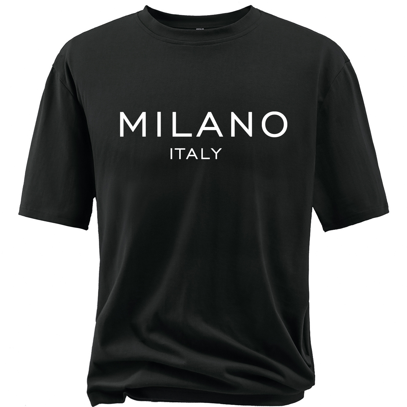 

Plus Size Men's Casual T-shirt, Milano Italy Print Short Sleeve Sports Tee Tops, Summer Clothes