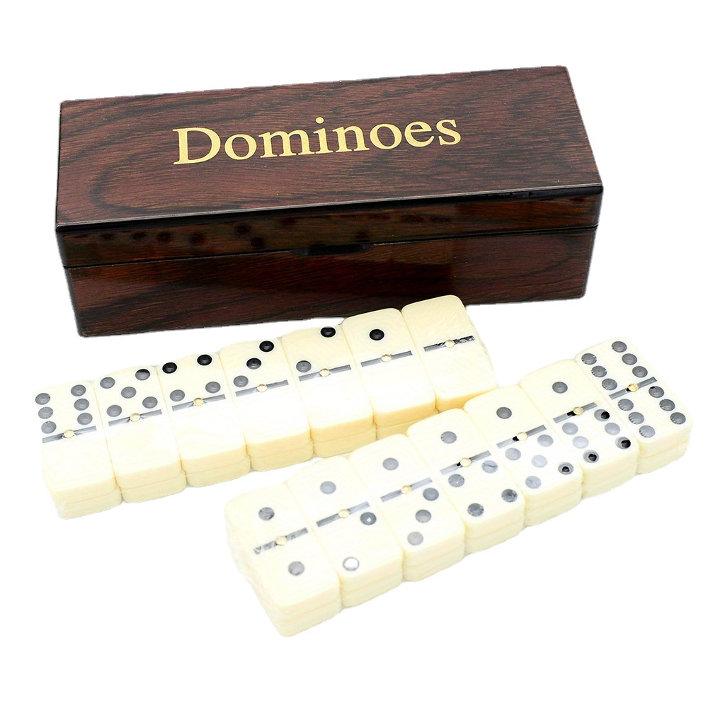 

28pcs Wooden Box Double 6 Dominoes, Entertainment Travel Portable Carrying Table Game Set, Entertainment Toy