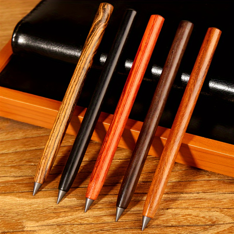 Image of 3/5pcs Wooden Inkless Pencils, Reusable Infinite Pencils, Wood- Graphite Inkless Pens For Writing, Drawing, Students, Home, Office, School Supplies, For School, Office, Professional Use, Random Colors