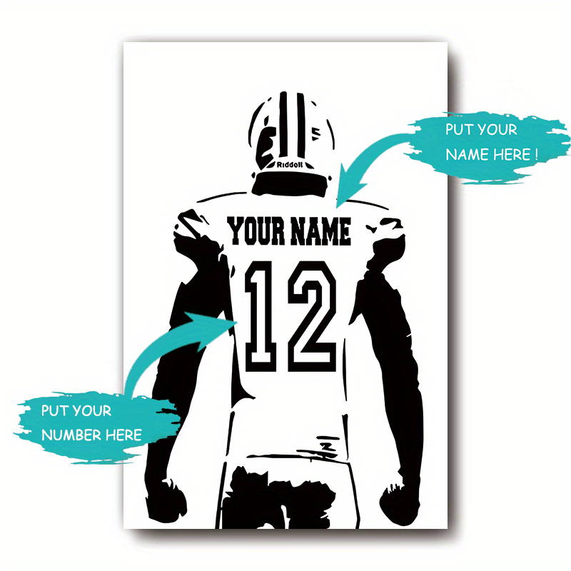 

1pc Customizable Unframed Canvas Poster, Personalized Football Player Poster, Custom Your Number And Name, Perfect Gift For Friends & Family, Wall Art, Home Decor