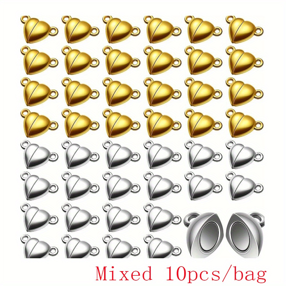 Image of 10pcs/bag Heart Shaped Magnetic Clasps For Jewelry, Bracelet & Necklace Making Accessories