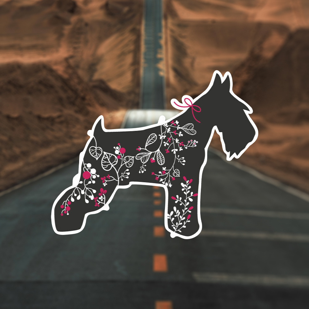 

Miniature Schnauzer Floral Bumper Sticker Decal