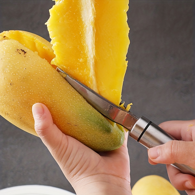 

1pc, Mango Slicer, Mango Seed Separator, Stainless Steel Mango Peeler, Mango Core Remover With Anti Slip Handle, Kitchen Stuff, Kitchen Supplies