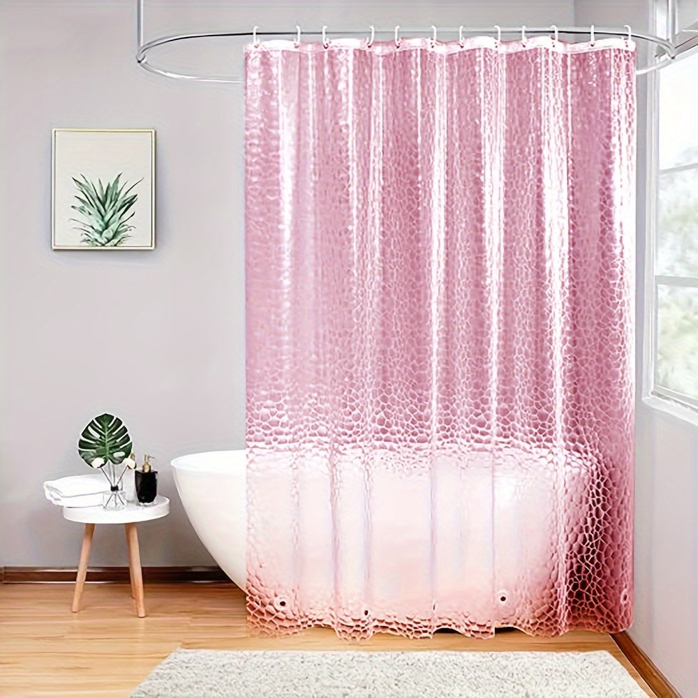 1pc Waterproof Transparent Shower Curtain With Hooks, Lightweight Plastic  Mildew-Proof Fabric Bath Curtain, Bathroom Decor