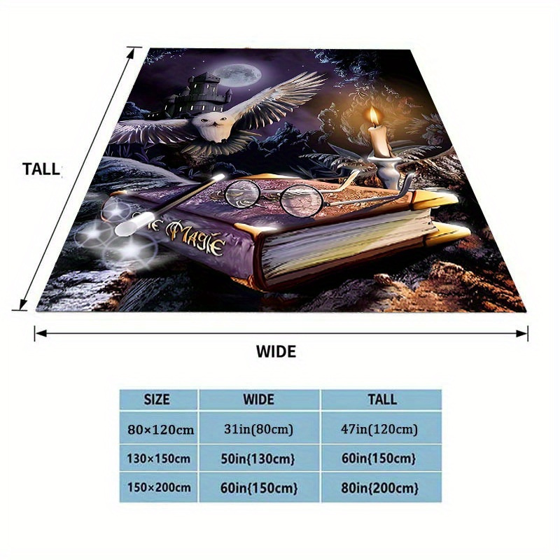 1pc   painted blanket halloween gothic   props owl flannel throw blanket soft comfy blanket home sofa bed blanket picnic   casual parcel machine washable blanket details 6