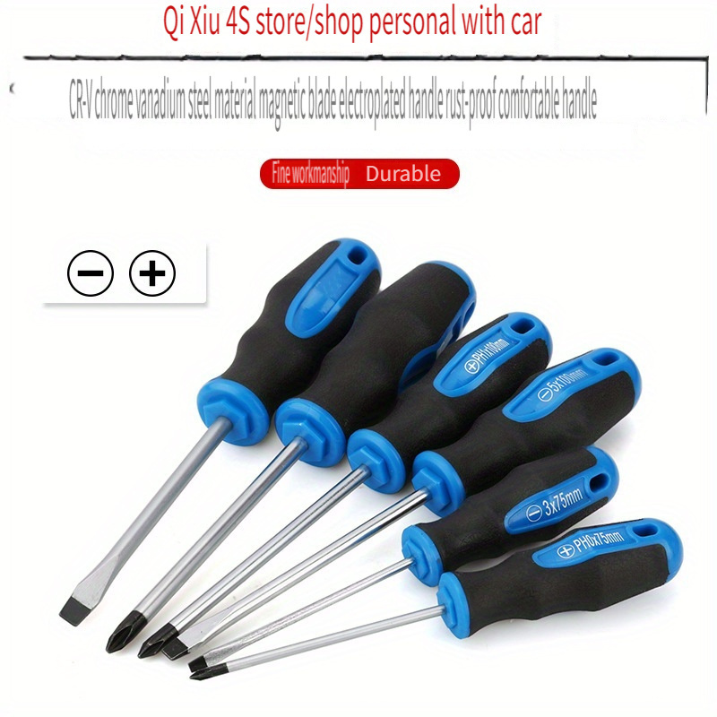 

6pcs/set Magnetic Tip Screwdriver Set, 3 Phillips And 3 Flat, Professional Cushion Grip Household Electrical Maintenance Tools