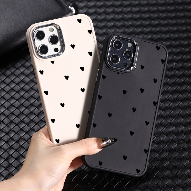 

Luxury Shockproof Silicone Black Little Heart Graphic Protective Phone Case For Iphone 11/12/13/14/12 Pro Max/11 Pro/14 Pro/15/xs Max/x/xr/7/8/8 Plus, Gift For Birthday, Girlfriend, Boyfriend