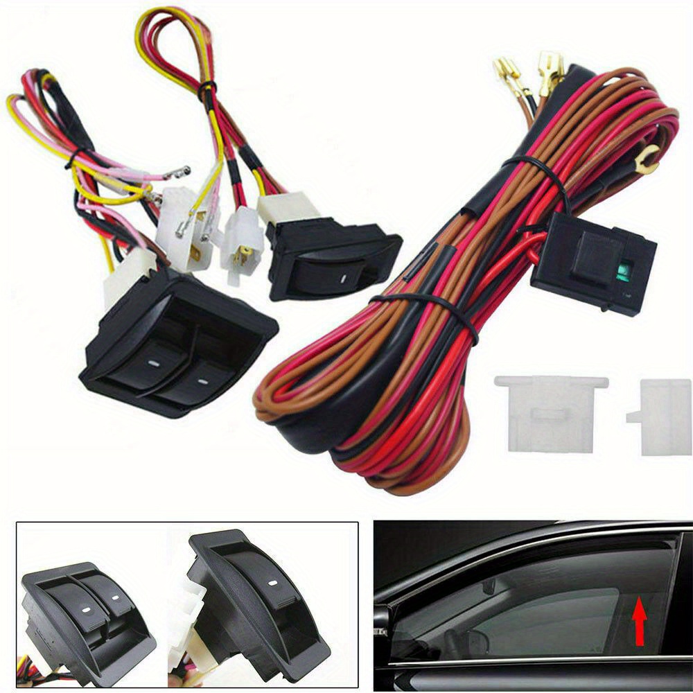 

12 Volt Universal Power Window Switch Kits With Wiring Harness Switch Holder