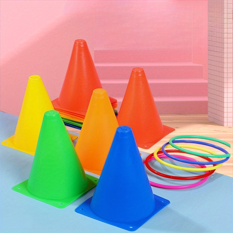

1set Creative Ice Cream Tube With Circular Throwing Toys, Sports Sensory Training With Colored Logo Barrels, Outdoor Games, Cone Throwing Interactive Games