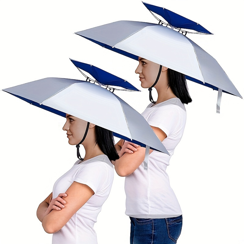 

1pc Double Layers Large Umbrella Hat, Adjustable Head Mounted Umbrella, For Golf Sports, Fishing, Camping, Gardening, Beach, Kayak