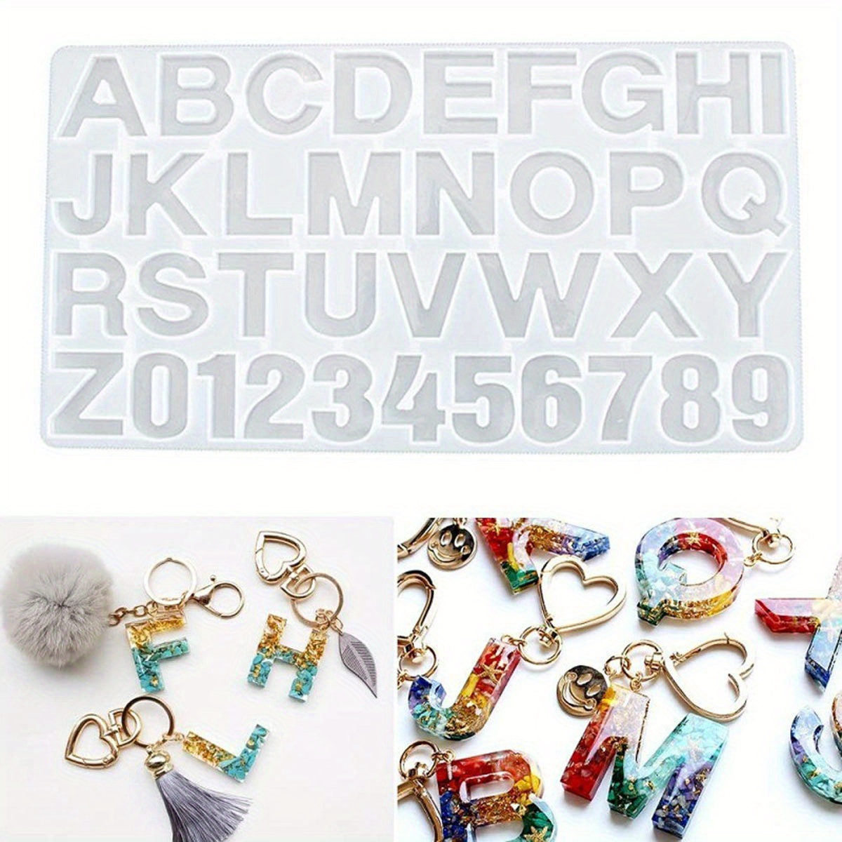 E-shop Kristallkleber 26 Englische Zahlen und Buchstaben Form Spiegel Epoxidharz Silikonform Harz Schmuck Anhänger Dekoration Form Silikon