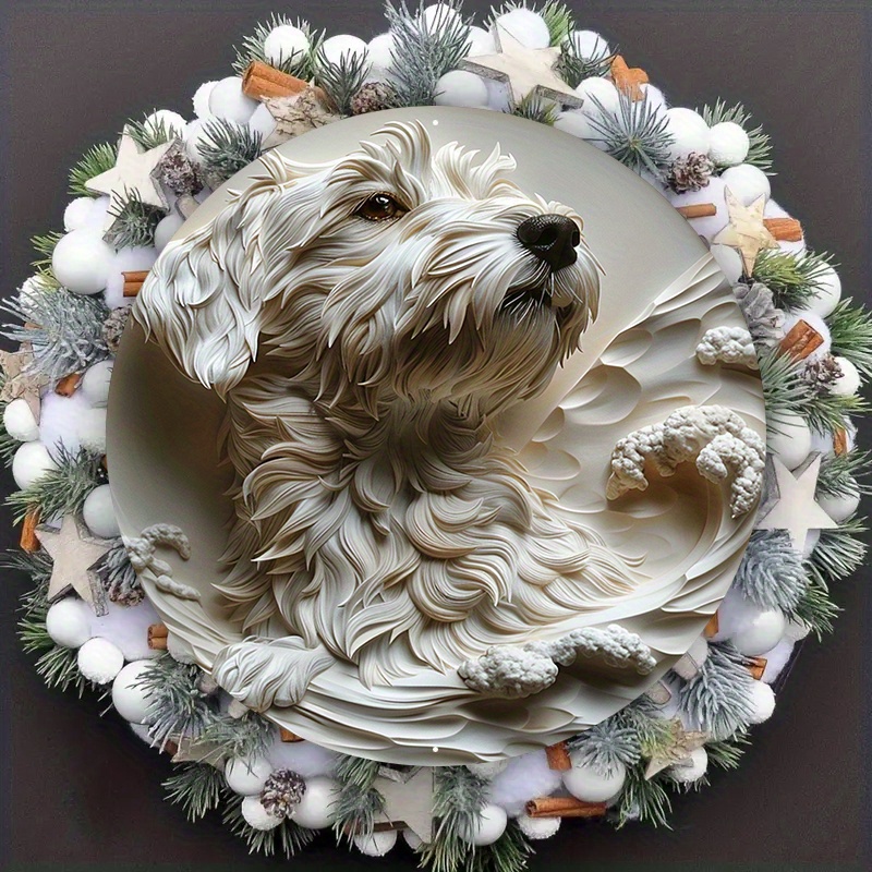 

1pc 8x8inch(20cm X 20cm) Aluminum Metal Sign 2d Flat Circular Wreath Logo, Dormitory Decoration Valentine's Day Gift Hippie Themed,dog J,suitable For Various Scenarios