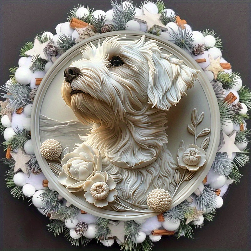 

1pc 8x8inch(20cm X 20cm) Aluminum Metal Sign 2d Flat Circular Wreath Logo, Dormitory Decoration Valentine's Day Gift Hippie Themed,dog U,suitable For Various Scenarios