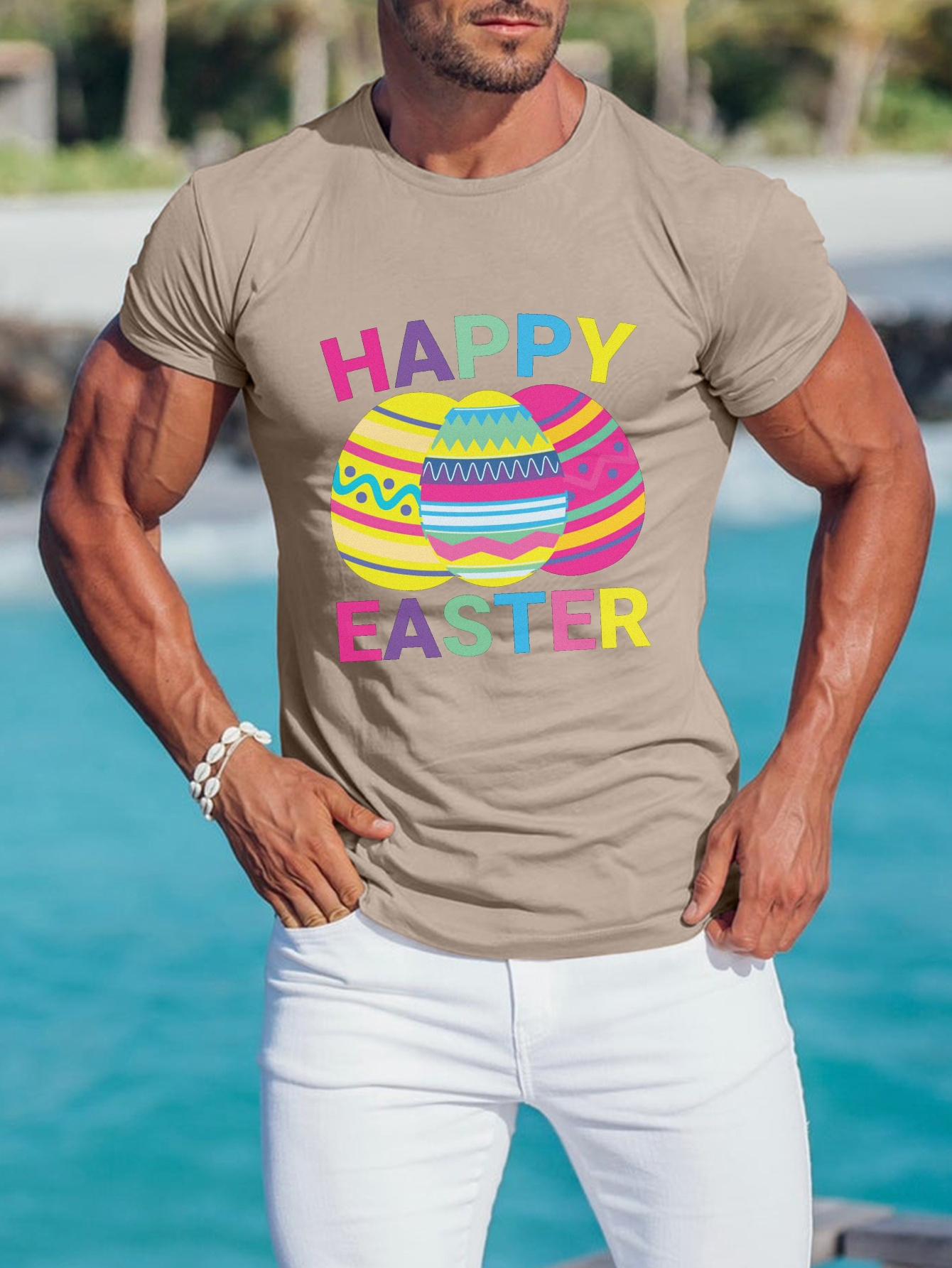 Happy Easter Print Crew Neck T shirt Men Casual Short Sleeve Temu