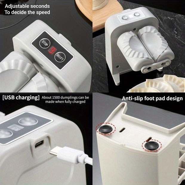 1pc   rechargeable automatic dumpling making machine with lithium battery usb charging food contact safety   1500 dumplings when   very suitable for home use a magical dumpling making tool details 4