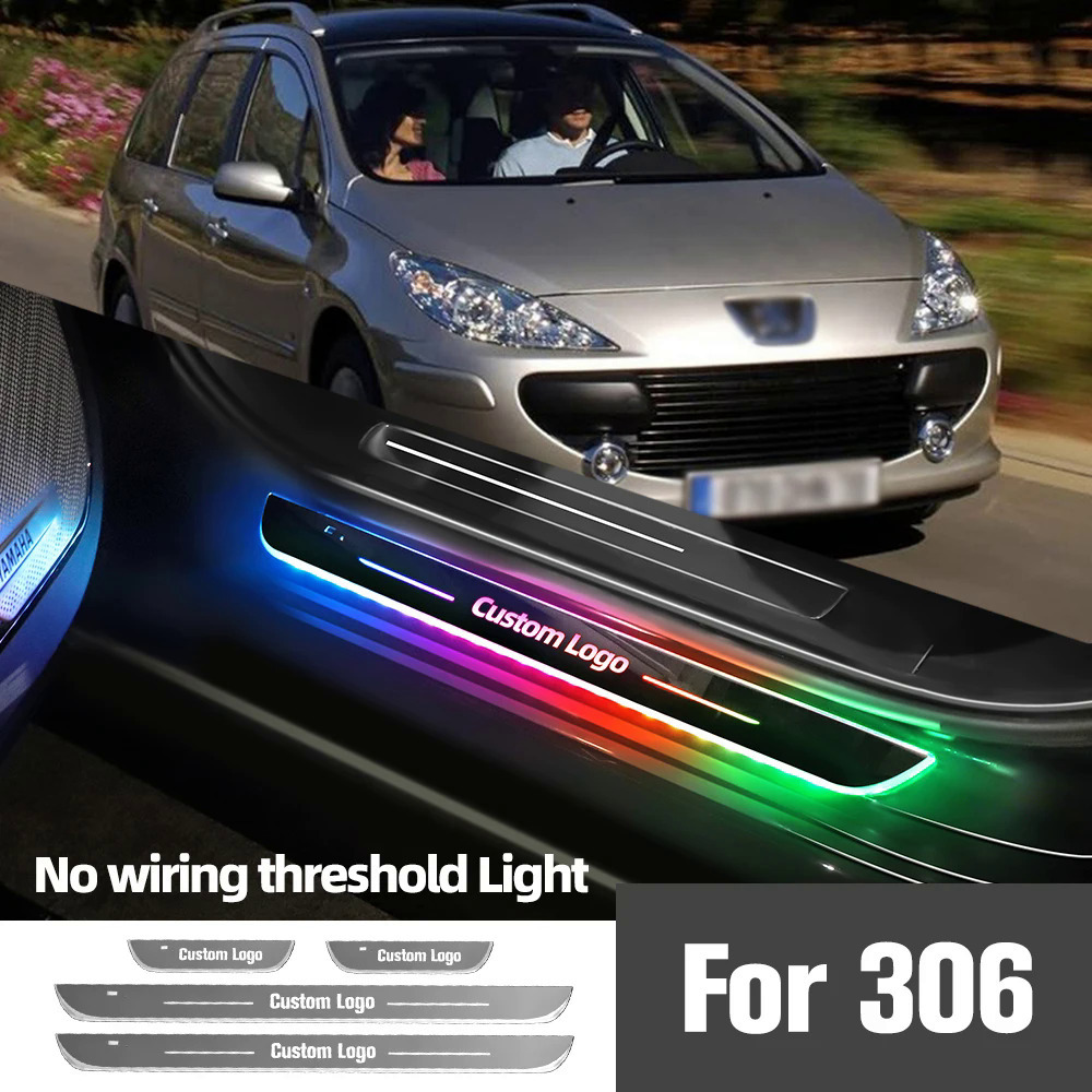 Car Accessories Peugeot 407 Car Door Sill Light Logo - Temu