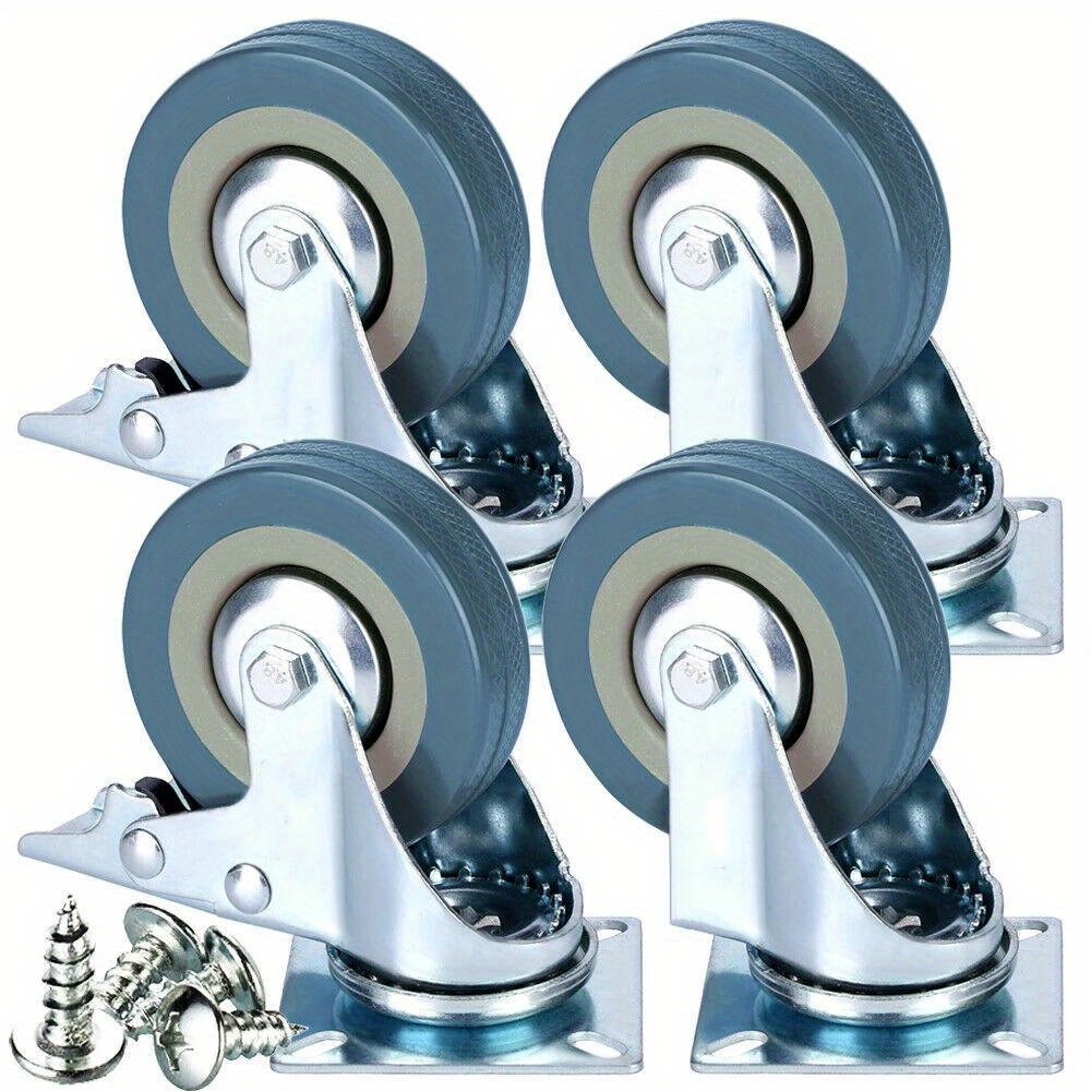 Set Of 4 Durable 2-inch Caster Wheels With Locks And Bearings, Designed For Furniture And Workbenches