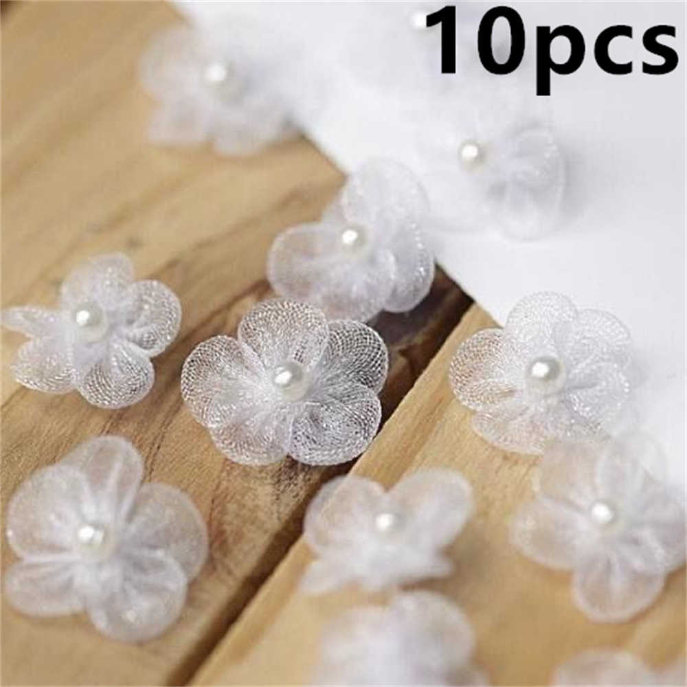 Image of 10pcs 1.5cm/0.59in Mini-simulation Flower Garment Accessories Hand-woven Small Pearl .