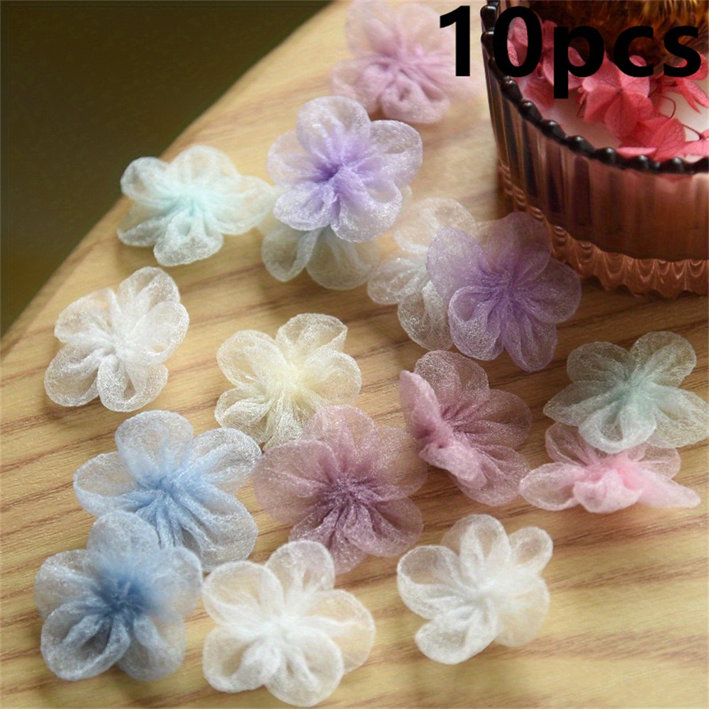 

10pcs Fabric Artificial Flowers Handmade 3d Floral Craft For Diy Clothing Corsage Decoration Accessories