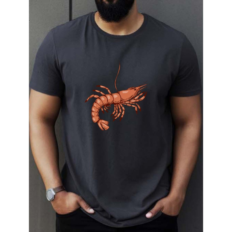 

Shrimp Print Tee Shirt, Tees For Men, Casual Short Sleeve T-shirt For Summer