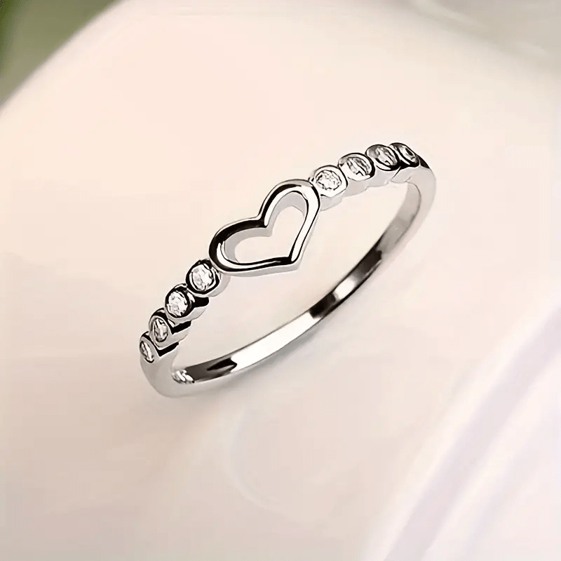 [Heart-Shaped Ring] 1pc Fashion Heart-Shaped Easy Hollow -Plated Rose Golden Teenager'S Ring, Suitable for Daily And Special Occasions, Couple Ring, Valentine'S Day Gift, for Teenager, For Teenager