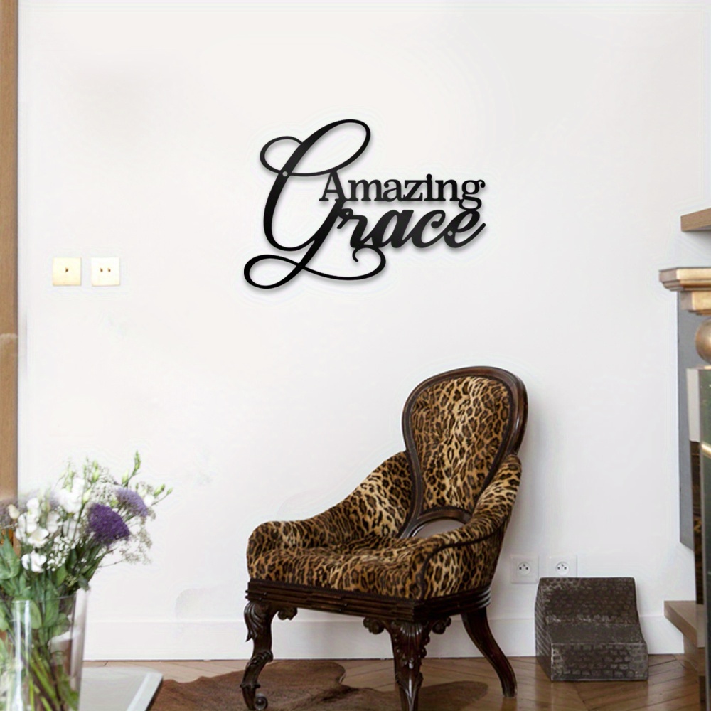

1pc, "amazing Grace" Metal Wall Art, Modern Calligraphy, Iron Wrought, Home Decor, Vintage Living Room Wall Hanging Decoration