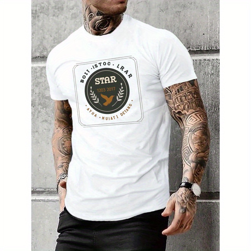 

Comfy Crew Neck Short Sleeve T-shirt Tops, Casual Pullover For Men Summer Gift