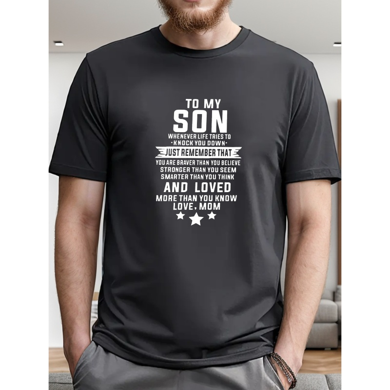 

To My Son... Print T Shirt, Tees For Men, Casual Short Sleeve T-shirt For Summer