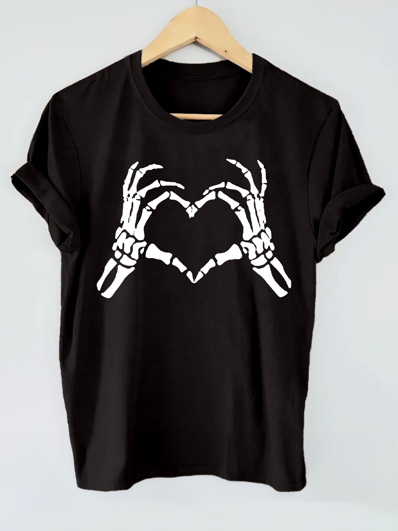 camiseta estampado esqueleto dedos en camiseta Temu Spain