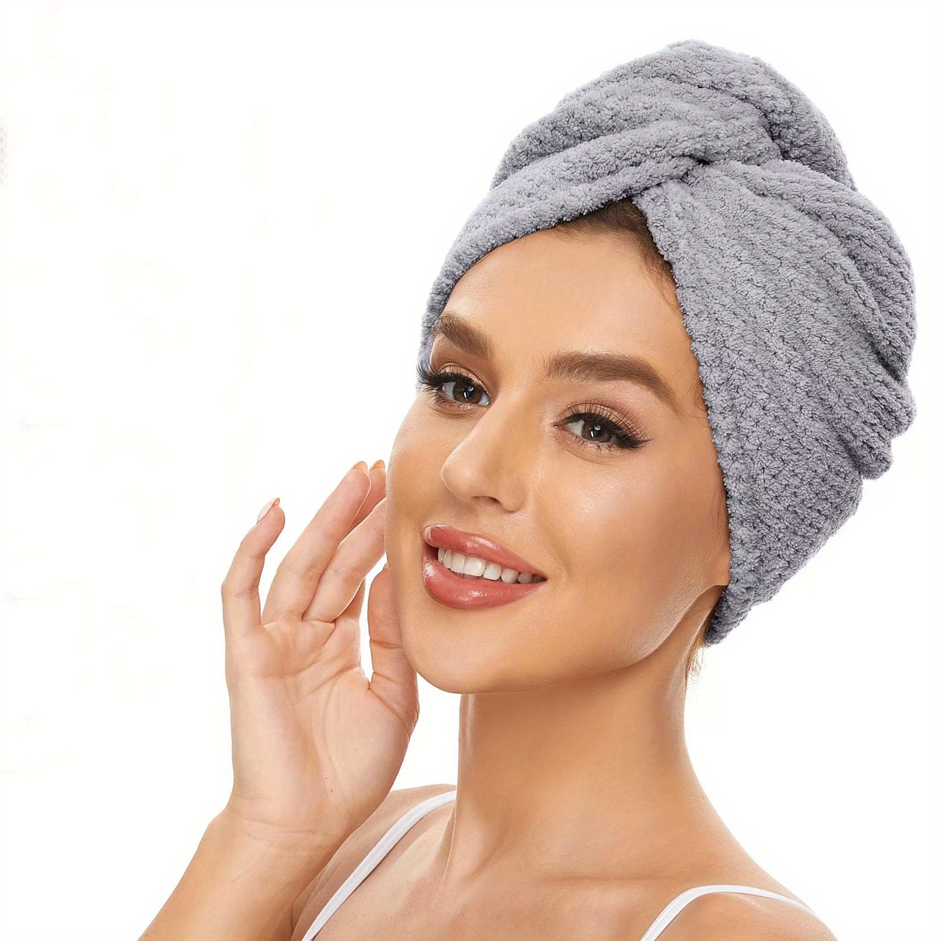 TEMU Gorro de baño , Turbante para el cabello de secado rápido, Gorro absorbente para secar el cabello para todo tipo de cabello