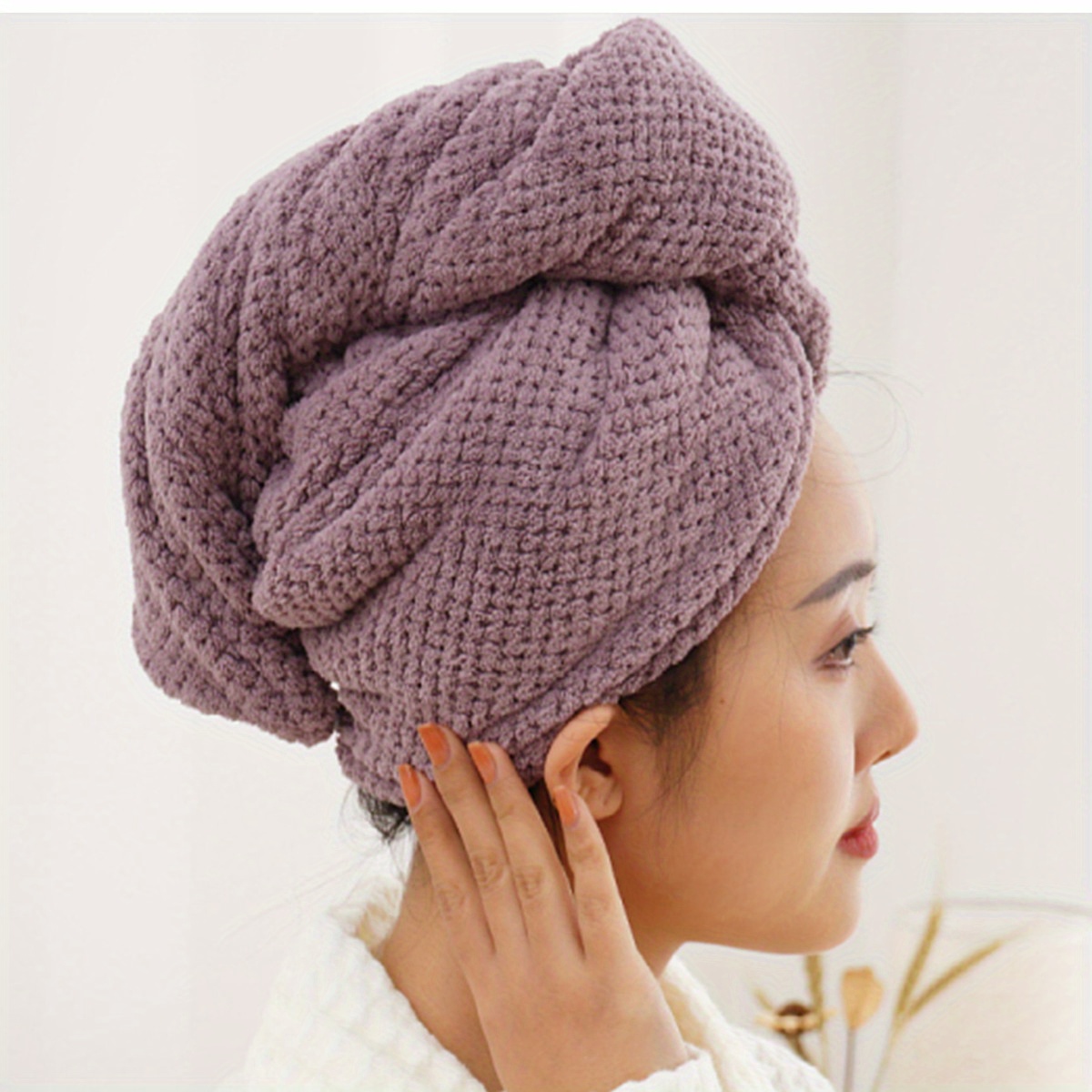 TEMU Thickened Bath , Quick-drying Hair Turban, Water Absorption Hair Drying For All Hair Types