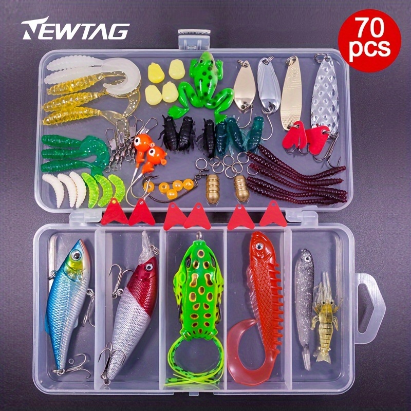 Lanou 101PCS Fishing Tackle Set Jig Spoons Soft Lure Collects Almost All Fishing Tackle Accessories, Bait Lures Set Gift for Anglers