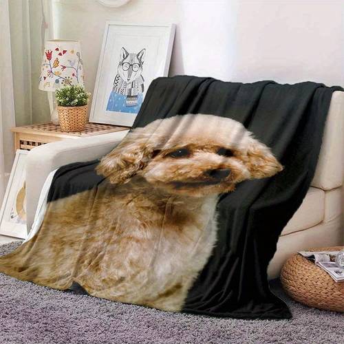 1pc Convenient Blanket With Cute Poodle Pattern For Napping In The RV During All Four Seasons