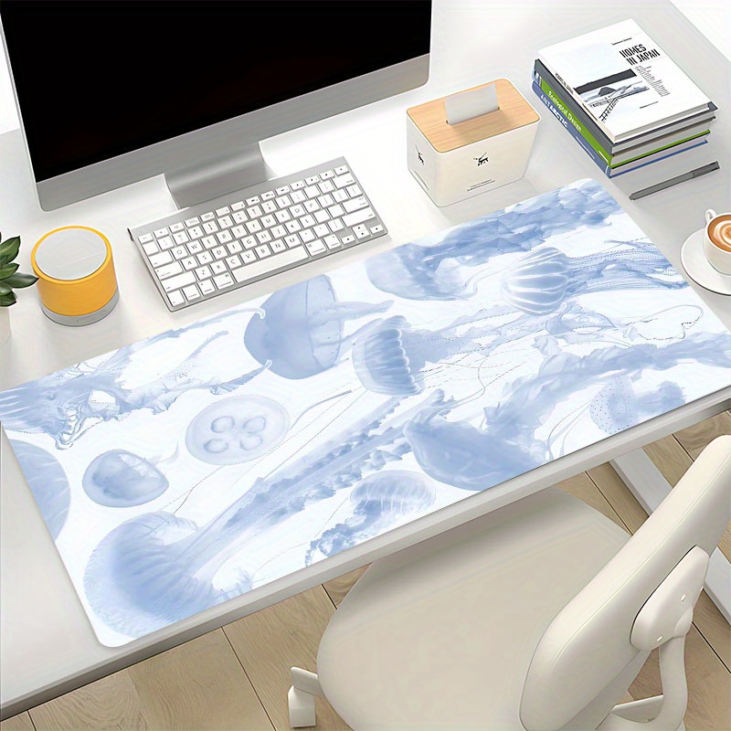 

1pc Light Blue Jellyfish Large Game Mouse Pad Ocean Animal Computer Desk Mat Keyboard Pad Natural Rubber Non-slip Office Table Accessories As Gift For Boyfriend/girlfriend Size 35.4x15.7in