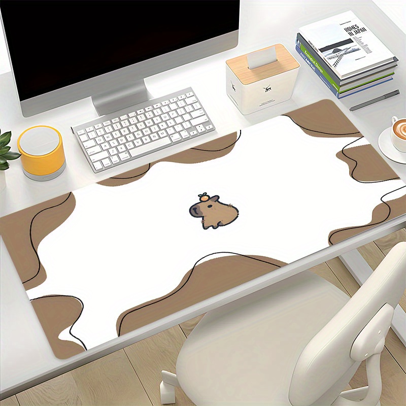 

Cute Capybara Brown Large Game Mouse Pad Kawaii Abstract Lines Computer Desk Mat Keyboard Pad Natural Rubber Non-slip Office Mousepad Table Accessories As Gift For Boyfriend/girlfriend Size35.4x15.7in