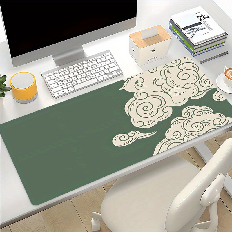 

Cloud Pattern Green Large Game Mouse Pad Simple Computer Desk Mat Keyboard Pad Natural Rubber Non-slip Office Mousepad Table Accessories As Gift For Boyfriend/girlfriend Size35.4x15.7in